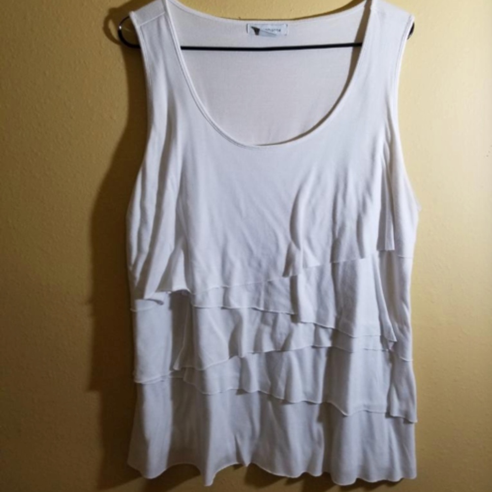 White Tank Top with Ruffle Pattern